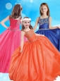 New Arrivals Square Puffy Skirt Little Girl Pageant Dress with Beading