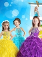 New Style Scoop Little Girl Pageant Dress with Beading and Ruffled Layers