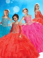 New Style Straps Long Sleeves Little Girl Pageant Dress with Beading and Ruffled Layers