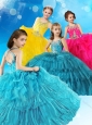 Top Selling Straps Criss Cross Little Girl Pageant Dress with Beading and Ruffled Layers