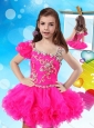 Beautiful Beaded and Ruffled Little Girl Pageant Dress with Asymmetrical Neckline
