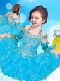 Discount Beaded and Ruffled Cap Sleeves New Style Little Girl Pageant Dress with Halter Top