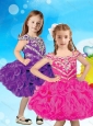 Gorgeous Straps Beaded Cap Sleeves Organza Little Girl Mini Quinceanera Dress
