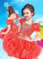 Inexpensive Halter Top Short Little Girl Mini Quinceanera Dress with Beading and Ruffles