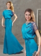 Classical Mermaid Bateau Applique Satin Mother of the Bride Dress in Teal