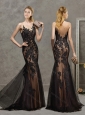 Top Selling See Through Scoop Laced and Tulle Mother of the Bride Dress in Black