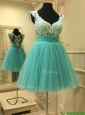 Elegant Deep V Neckline Short Prom Dress with Lace