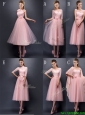 Most Popular Baby Pink Tulle Bridesmaid Dress in Tea Length