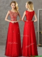 Classical V Neck Red Bridesmaid Dress with Appliques and Beading