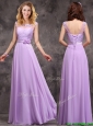 Popular See Through Applique and Laced Bridesmaid Dress in Lavender