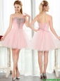 Lovely Beaded and Sequined Short Prom Dress in Baby Pink