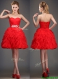 Perfect Really Puffy Red Dama Dress with Beading and Ruffles