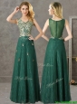 Luxurious V Neck Dark Green Bridesmaid Dresses with Appliques and Beading