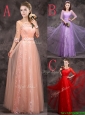 Exclusive See Through Scoop Applique and Laced Bridesmaid Dresses with Half Sleeves