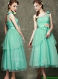 See Through One Shoulder Prom Dresses  with Bowknot and Hand Made Flowers