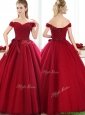 New Arrivals Off the Shoulder Wine Red Mother of the Bride Dresses  with Bowknot