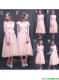 Gorgeous Off the Shoulder Cap Sleeves Prom Dresses with Bowknot
