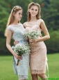 Sexy See Through Scoop Cap Sleeves Prom Dresses  with Sashes