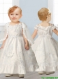 Best Spaghetti Straps Cap Sleeves Flower Girl Dress with Lace and Beading