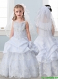 Best Spaghetti Straps Flower Girl Dress with Lace and Pick Ups