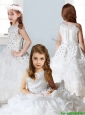 Fashionable Asymmetrical Neckline Little Girl Pageant Dress with Beading and Ruffles