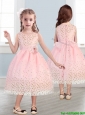Beautiful Scoop Little Girl Pageant Dress with Hand Made Flowers and Sequins