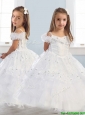 Exquisite Spaghetti Straps Cap Sleeves Little Girl Pageant Dress with Lace and Ruffled Layers