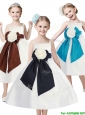 Fashionable Spaghetti Straps Little Girl Pageant Dress with Hand Made Flowers and Sashes