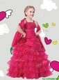 Gorgeous Straps Little Girl Pageant Dress with Ruffled Layers and Hand Made Flowers
