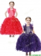 Inexpensive Straps Little Girl Pageant Dress with Hand Made Flowers and Ruffles