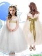 New Arrivals Square Cap Sleeves Little Girl Pageant Dress with Sashes