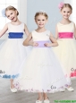New Scoop Tulle Little Girl Pageant Dress with Sashes and Appliques