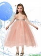 Perfect Square Cap Sleeves Sashes Little Girl Pageant Dress in Peach