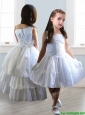 Popular Asymmetrical Neckline Detachable Little Girl Pageant Dress with Appliques