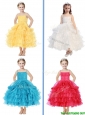 Romantic Spaghetti Straps Little Girl Pageant Dress with Beading and Ruffled Layers
