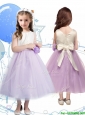 Wonderful Scoop Little Girl Pageant Dress with Hand Made Flowers and Bowknot