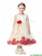 Best Scoop Little Girl Pageant Dress with Red Hand Made Flowers