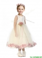 Popular Scoop Tulle Little Girl Pageant Dress with Hand Made Flowers and Appliques