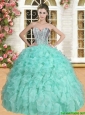 Exclusive Beaded and Ruffled Quinceanera Dress in Apple Green