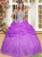 Fashionable Beaded and Pick Ups Sweet 16 Dress in Eggplant Purple
