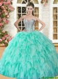 Hot Sale Apple Green Sweet 16 Dress with Beading and Ruffles