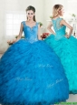 2016 Exclusive Straps Tulle Quinceanera Dress with Beading and Ruffles