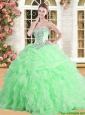 2016 Pretty Applique and Ruffled Quinceanera Dress in Spring Green for Spring