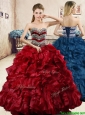 Affordable Wine Red Quinceanera Dress with Beading and Ruffles