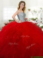 Classical Beaded and Ruffled Tulle Quinceanera Dress in Red