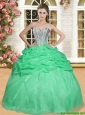Latest Beaded and Ruffled Organza Quinceanera Dress in Spring Green