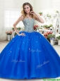 Luxurious Beaded Bodice Royal Blue Quinceanera Dress in Tulle