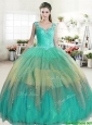 Popular Straps Rainbow Quinceanera Dress with Beading and Ruffled Layers