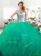 Discount Green Sweet 16 Dress with Beading and Ruffles for Spring
