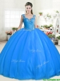 New Style Straps Beaded Big Puffy Sweet 16 Dress in Tulle